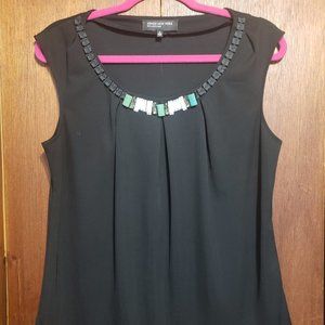 Black sleeveless embellished top
